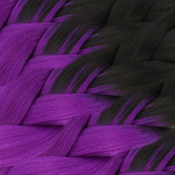 Afrika Örgülük Sentetik Ombreli Saç 100 Gr. - Siyah / Mor - Resim 2
