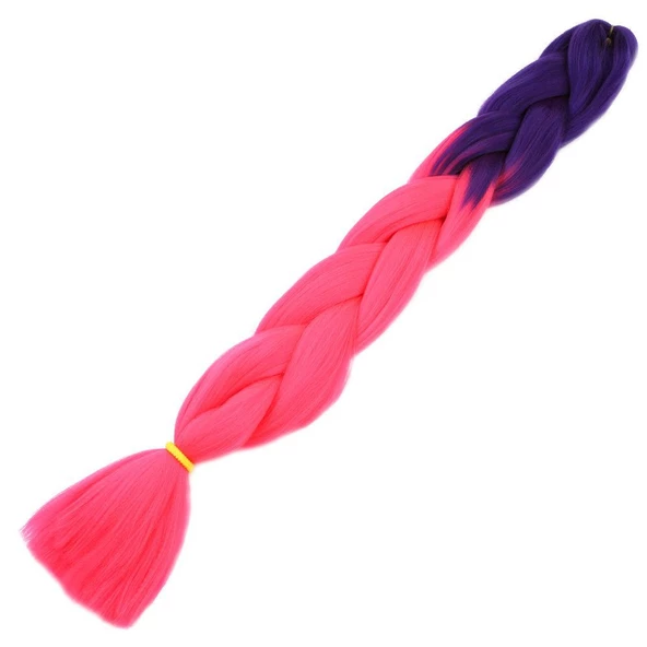 Afrika Örgülük Sentetik Ombreli Saç 100 Gr. - Mor / Neon Pembe