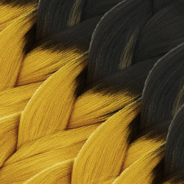 Afrika Örgülük Sentetik Ombreli Saç 100 Gr. - Siyah / Koyu Karamel - Resim 2