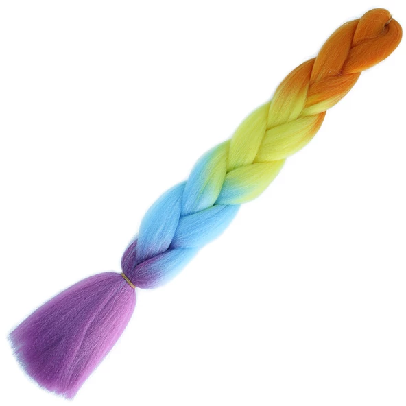 Afrika Örgülük Ombreli Sentetik Saç 100 Gr. - Turuncu / Sarı / Açık Mavi / Mor - Resim 3