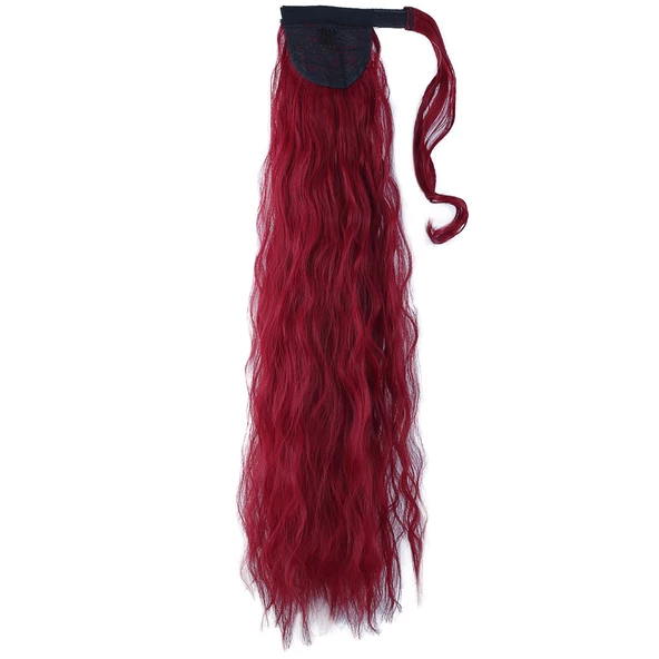 Bağlamalı Kabarık Dalgalı At Kuyruğu - Kızıl - Resim 3