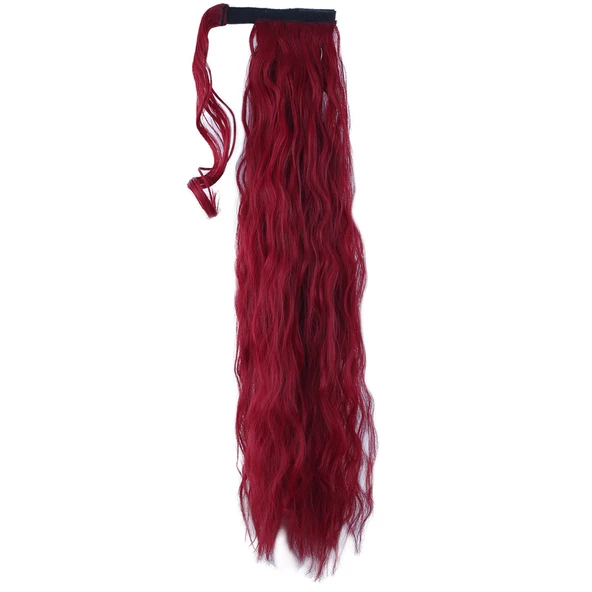 Bağlamalı Kabarık Dalgalı At Kuyruğu - Kızıl - Resim 2