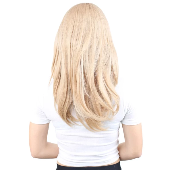 Kahkülsüz Fiber Sentetik Orta Boy Düz Peruk - Balköpüğü - Resim 4