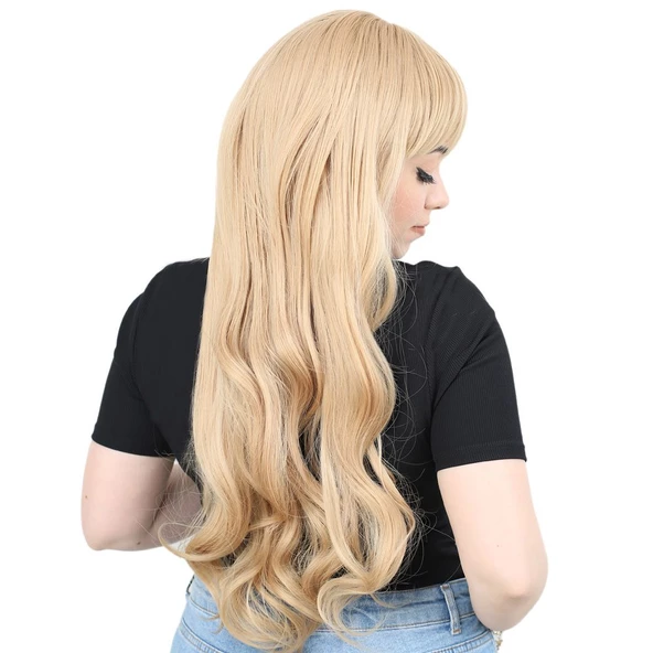 Kahküllü Uzun Dalgalı Fiber Sentetik Peruk - Balköpüğü - Resim 2