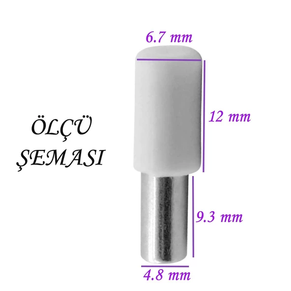 Raf Pimi Plastik Başlı Cam Tutucu Çivisi Mobilya Dolap Pimi Beyaz (50 Adet) - 2