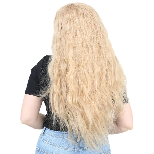 Kabarık Dalgalı Uzun Fiber Sentetik Peruk - Balköpüğü - Resim 3