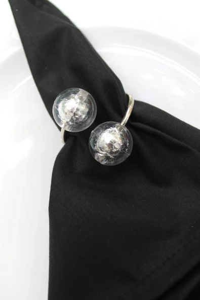 6 Adet Emtory Design Gümüş Metal Halkalı Peçete Yüzüğü - Silver Napkin Rings - 2