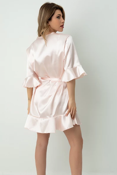 DoReMi Kuşaklı Fırfırlı Saten Sabahlık - 11