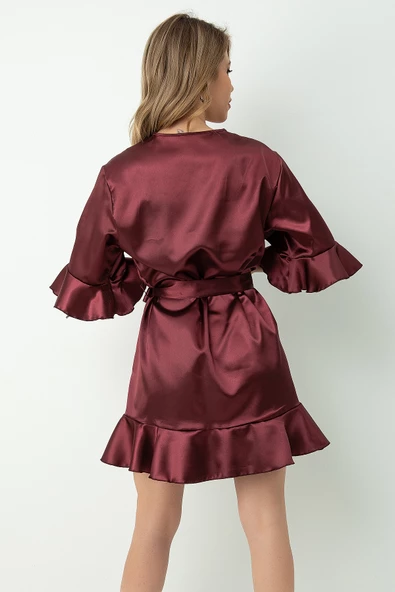 DoReMi Kuşaklı Fırfırlı Saten Sabahlık - 7