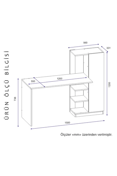 Arnetti Yağız Dolaplı Çalışma Masası Antrasit - 4