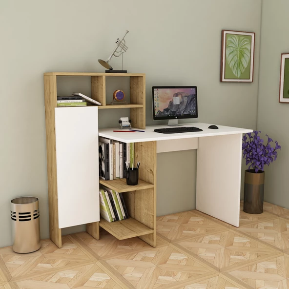Arnetti Buğra Çalışma Masası Dolaplı Bilgisayar Masası Beyaz Safirmeşe - 2