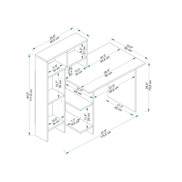 Arnetti Buğra Dolaplı Çalışma Masası - Safirmeşe, Beyaz Bilgisayar Masası - 5