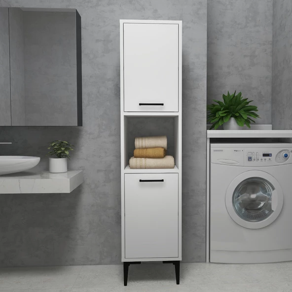 Arnetti Daminol Mutfak ve Banyo Dolabı 2 Kapaklı 5 Raflı Çok Amaçlı Dolap Beyaz - 2