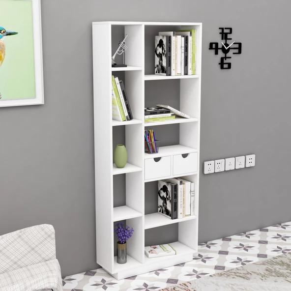 Arnetti Luma 10 Bölmeli 2 Dolaplı Modern Kitaplık Beyaz - Luma - 2