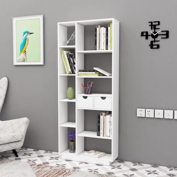 Arnetti Luma 10 Bölmeli 2 Dolaplı Modern Kitaplık Beyaz - Luma