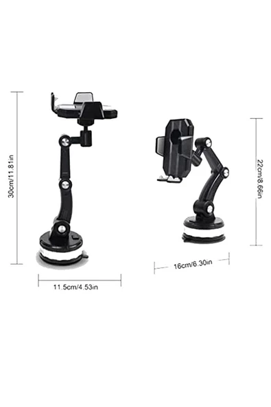 Araç İçi Telefon Tutucu, Vantuzlu Telefon Tutucu, Ayarlı Telefon tutucu, Cam Ve Torpido - 5