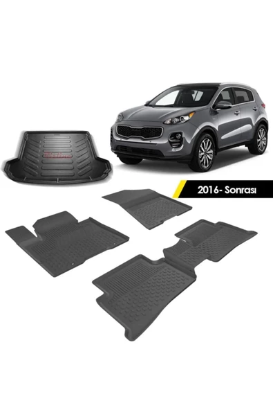 Kia Sportage 2016-2020 4.5D Havuzlu Paspas ve Rİzline 3D Bagaj Havuzu Siyah ürün görseli