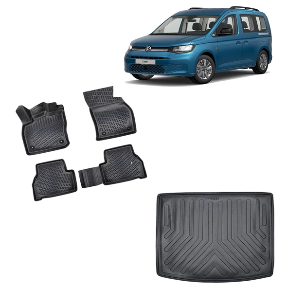 Volkswagen Caddy 2021 ve Sonrası 3D Havuzlu Paspas ve Bagaj Havuzu Set ürün görseli