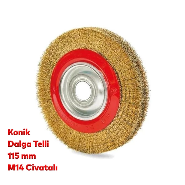 Ugr Konik Dalga Telli Daire Vidalı Fırça 115 Mm Kir Pas Boya Kazıma Temizleme Zımparalama Taşlama - 4