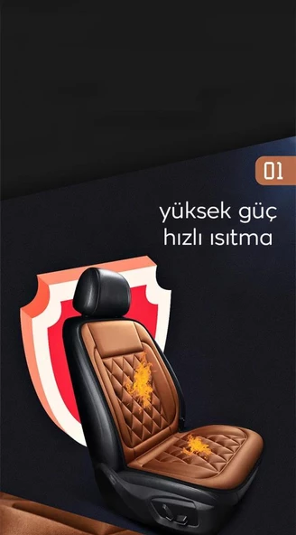 Polham 12V Araç İçi Isıtmalı Koltuk Minderi, Koltuk Kılıf Koruyuculu Isıtmalı Tüm Araçlara Uyumlu Minder - 2
