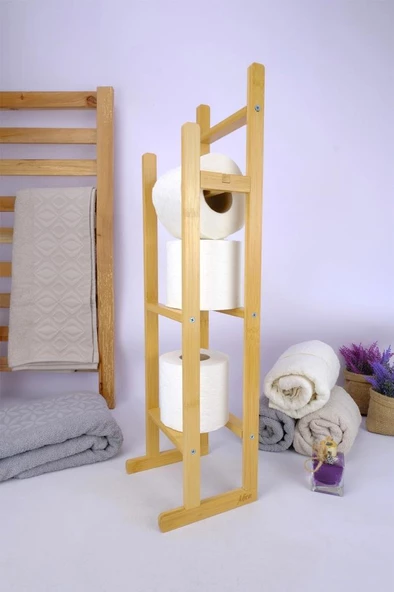 Digithome Bambu Tuvalet Kağıdı Standı Yedek Tuvalet Kağıtlığı Kahverengi - C/6 C1-1-289 - 3