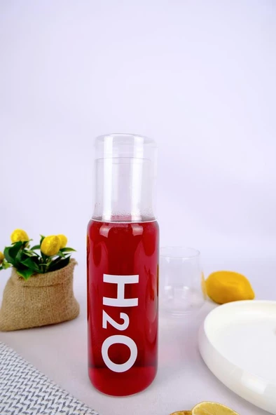 Digithome H2O Cam Kapaklı Başucu Su ve Meşrubat Sürahisi Karaf Şişe 600 Ml Beyaz – H2O75760 C1-1-18 - 3