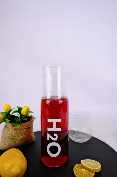 Digithome H2O Cam Kapaklı Başucu Su ve Meşrubat Sürahisi Karaf Şişe 600 Ml Beyaz – H2O75760 C1-1-18
