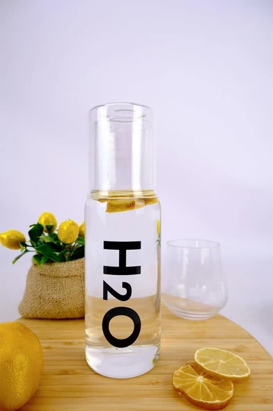 Digithome H2O Cam Kapaklı Başucu Su ve Meşrubat Sürahisi Karaf Şişe 600 Ml Siyah – H2O75758 C1-1-18 - 3
