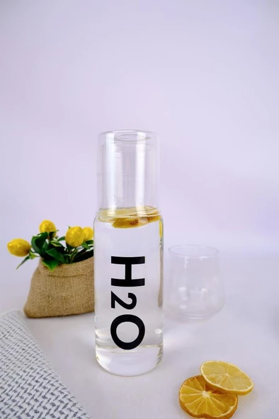 Digithome H2O Cam Kapaklı Başucu Su ve Meşrubat Sürahisi Karaf Şişe 600 Ml Siyah – H2O75758 C1-1-18 - 2
