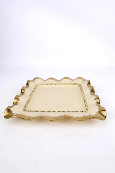 Digithome Avangarde Porselen Kare Sunum ve Servis Tabağı 26 Cm Gold – GBO 055 C320.113 - 4