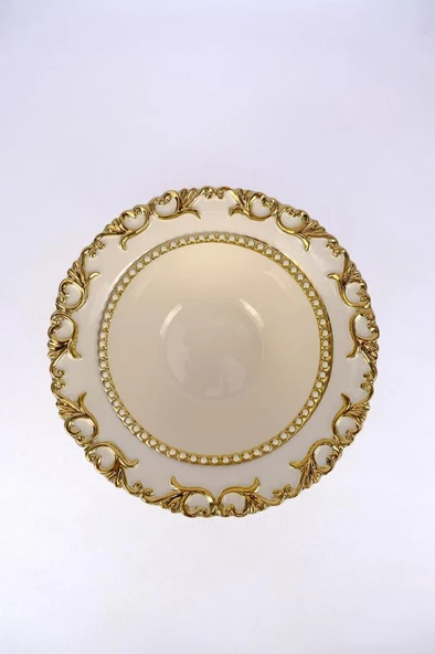 Digithome Elizabeth Porselen Yuvarlak Salata Servis Kasesi Meyvelik 27 Cm Gold – GBO 190 C320.113
