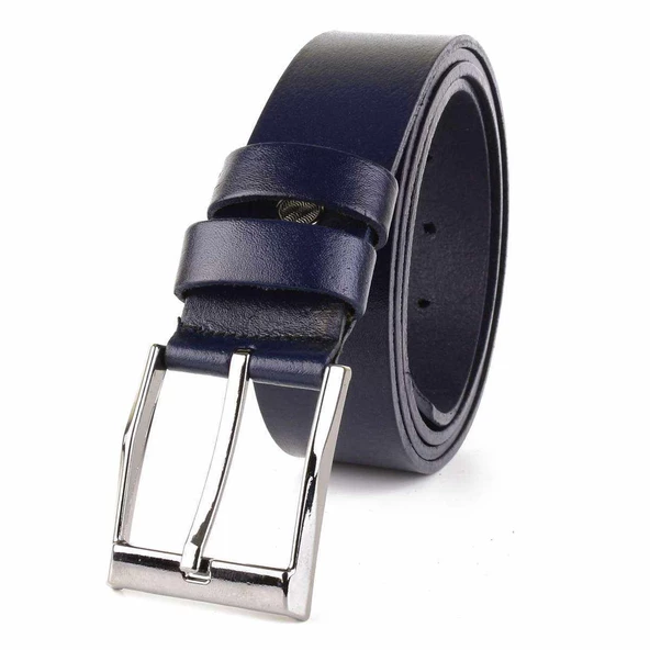2 Adet Hakiki Deri Erkek Kemer 4 cm Kahverengi Lacivert Keten ve Kot Uyumlu - 5