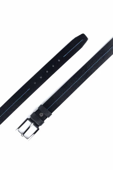 Hakiki Deri Erkek Kemer Dikiş Modelli Siyah 4 cm - 4