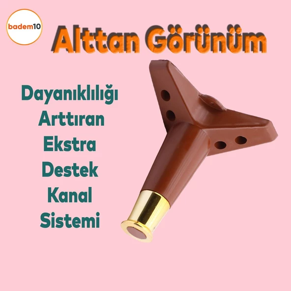 Elista Mobilya Ayağı Sehpa Tv Ünitesi Ayakları Yükseltici 15 Cm Ceviz Altın 4 Adet - 4