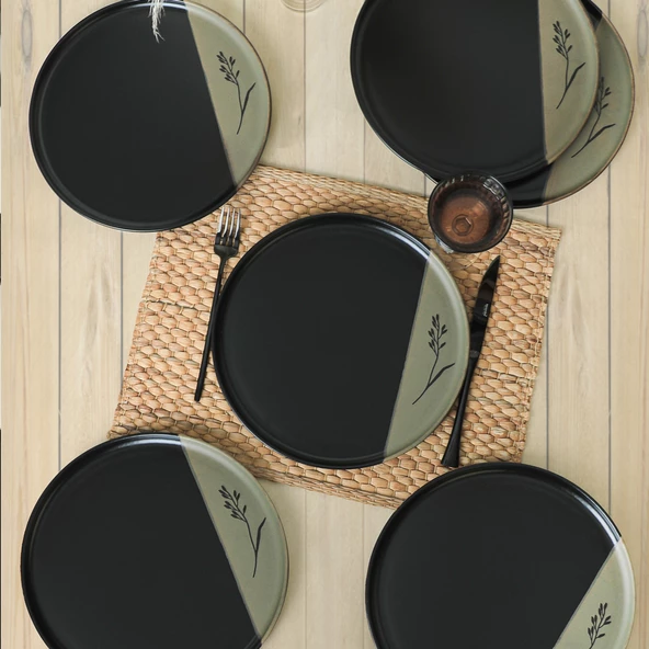 Keramika Keraart Trace Of Black Nordic Servis Tabağı 28 Cm 6 Adet 21487