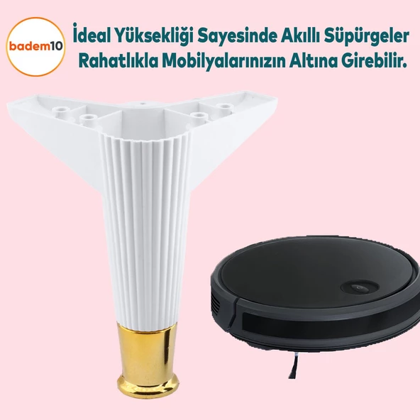 Elista Mobilya Ayağı Sehpa Tv Ünitesi Ayakları Yükseltici 15 Cm Beyaz Altın 8 Adet - Resim 5