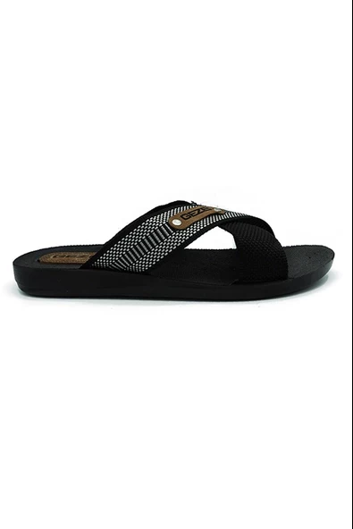 Gezer Erkek Halatlı Siyah Terlik Sokak Yazlık Siyah - Resim 3