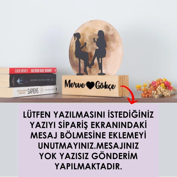 Veraart Işıklı Pleksi Dolunay Kişiselleştirilebilir Biblo Novia Kadeh Tutan Kadınlar Anahtar Askılığı - 8