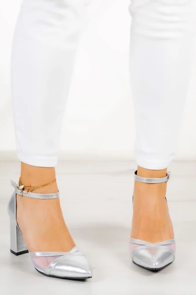 Erkan Saçmacı Diana Lame Kaplama Fileli Kalın Topuklu Ayakkabı - 3