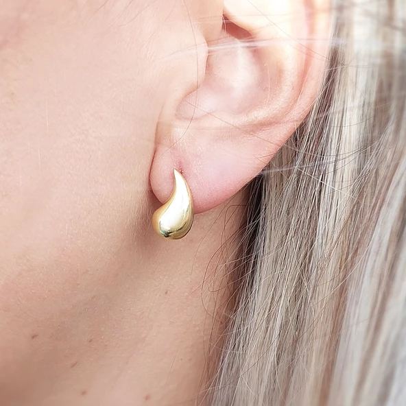 Vaoov 925 Ayar Gümüş Bottega Damla Gözyaşı Küpe - Resim 3