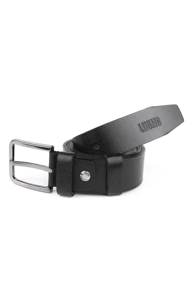 2 Adet Hakiki Deri Erkek Kemer 4 cm Siyah Keten ve Kot Uyumlu - Resim 2