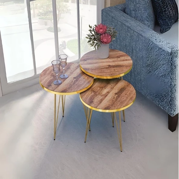 Zigon Sehpa Gold Ceviz Tel 1099 - Resim 2