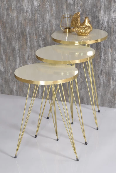 Zigon Sehpa Gold Krem Tel 1044 - 2