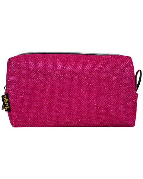 Yuga Makyaj Çantası Simli Koyu Pembe