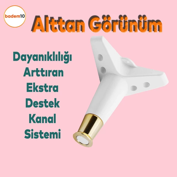 Elista 6'lı Set Mobilya Tv Ünitesi Yükseltici M8 Civatalı Destek Ayağı Ayakları 15 Cm Beyaz Altın - 5