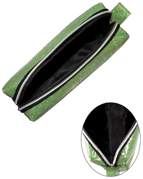 Yuga Makyaj Çantası Simli Su Yeşili - 2