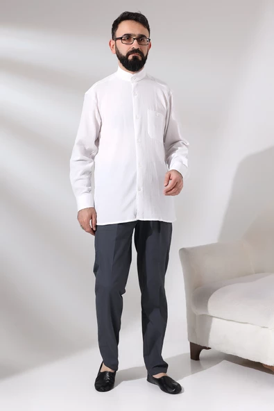 Erkek Füme Çınar Beach Yandan Cepli Rahat Kesim Beli Lastikli Kargo Şalvar Pantolon - 6