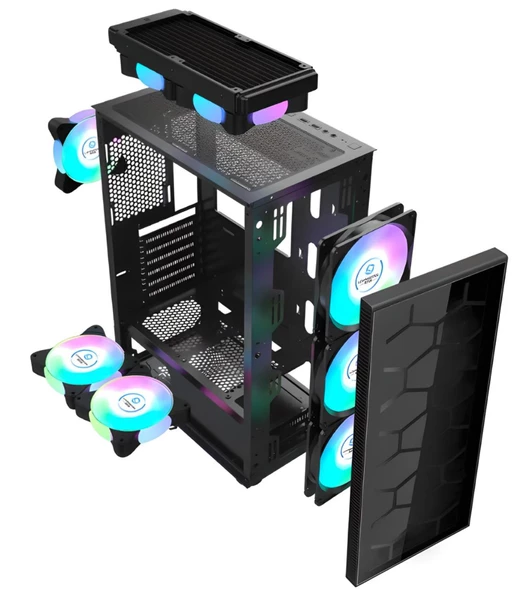 SNT ZEN 211-YG C6 Mid Tower Atx Gaming 4 x Argb Fanlar ve Kontroller Dahil Masaüstü Bilgisayar Kasası (POWER YOK) - 4