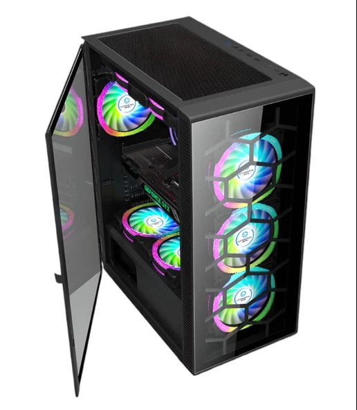 SNT ZEN 211-YG C6 Mid Tower Atx Gaming 4 x Argb Fanlar ve Kontroller Dahil Masaüstü Bilgisayar Kasası (POWER YOK) - 3