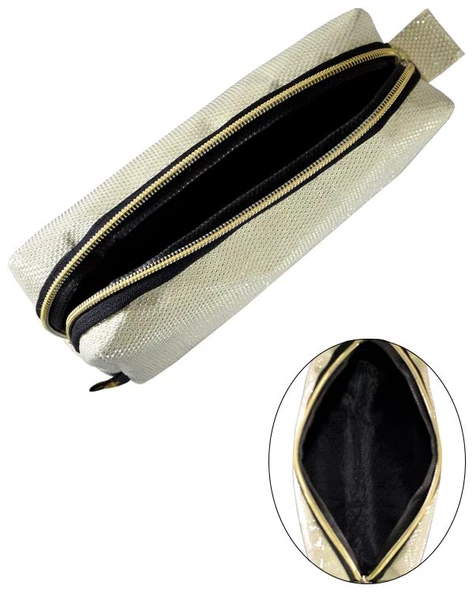 Yuga Makyaj Çantası Simli Sedef Beyaz - 2